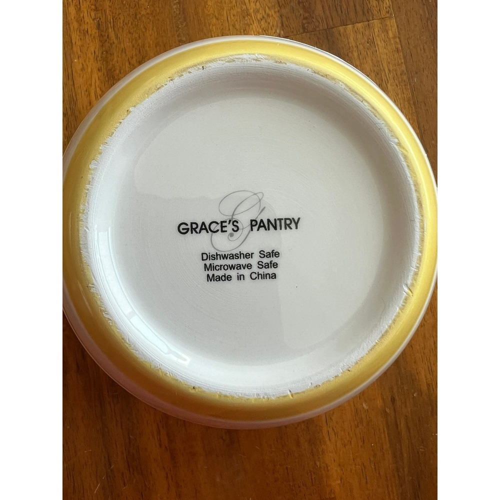 Grace's Pantry Mixing Bowl Set & Pitcher Yellow White Polka Dot Striped 4pc NWOT - Picture 4 of 10